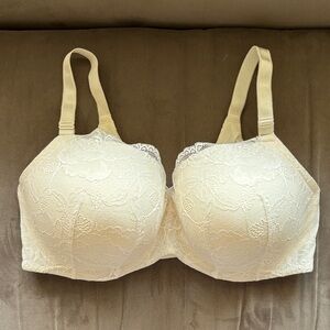 Torrid Lace Floral Overlay Bra Cream/Off-white Size 42G